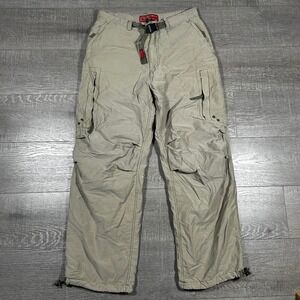 Y2K Abercrombie Fitch Cargo Pants Paratrooper Mens L Beige Y2K Style Relaxed Fit